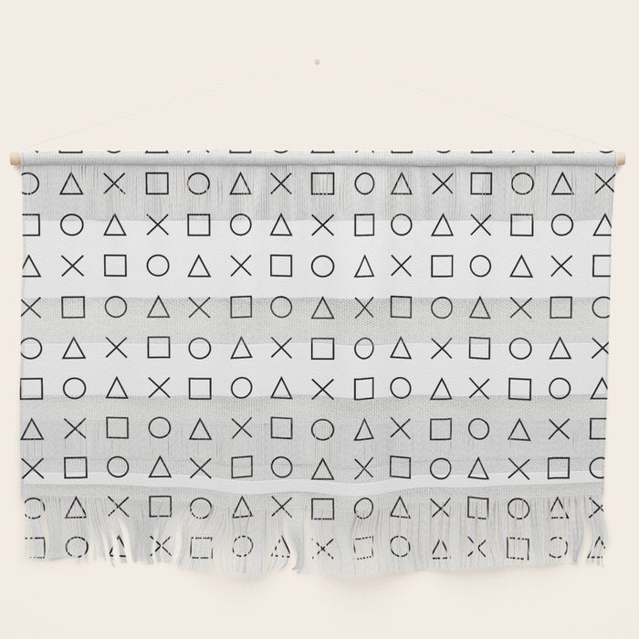 gaming design white - gamer pattern black and white Wall Hanging Gallery Image 1