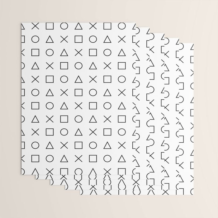 gaming design white - gamer pattern black and white Wrapping Paper Gallery Image 3