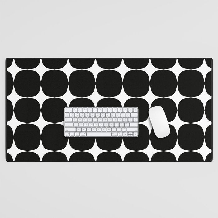 Retro '50s Shapes in Black and White Desk Mat Gallery Image 1