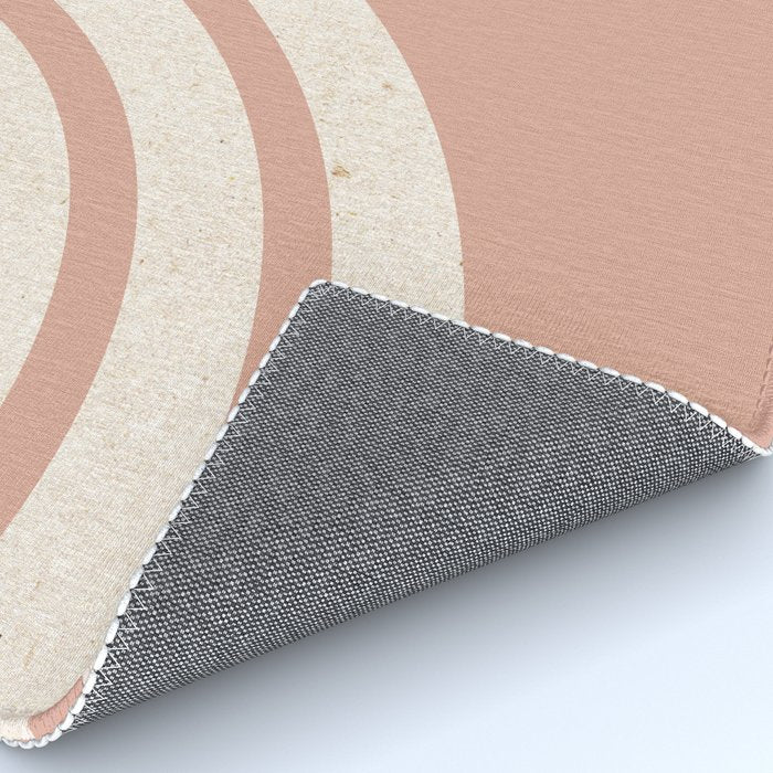 Mid Century Modern Dust Pink Sun and Rainbow Rug Gallery Image 4