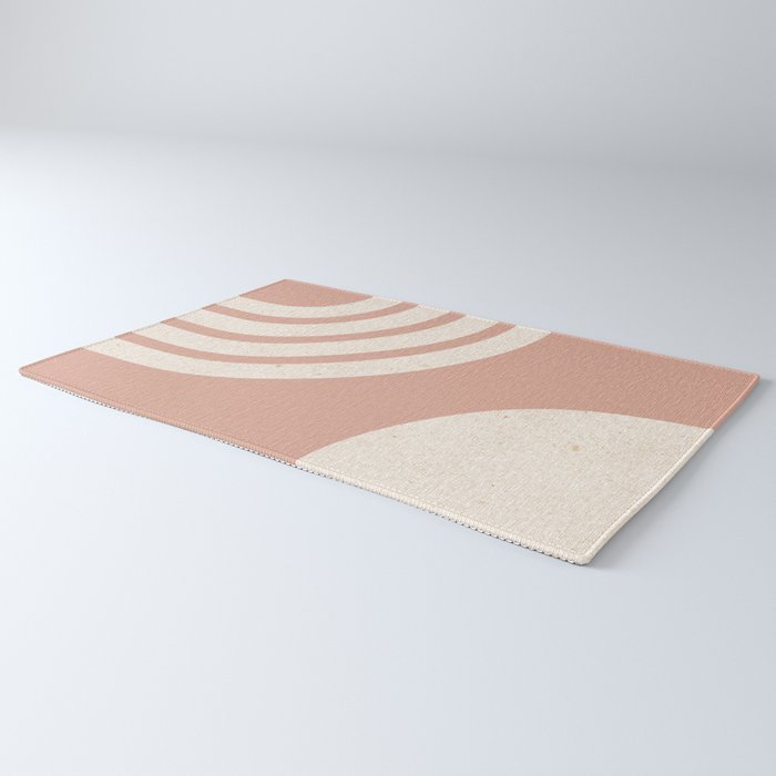 Mid Century Modern Dust Pink Sun and Rainbow Rug Gallery Image 3