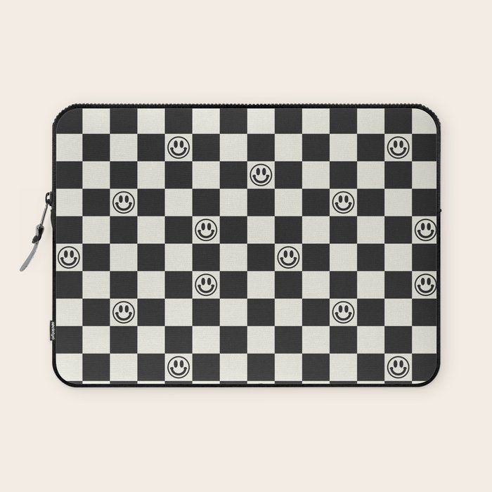 Smiley Face & Checkerboard  Laptop Sleeve Gallery Image 1