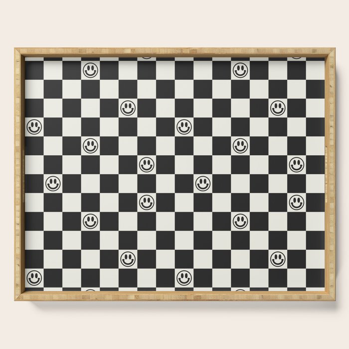 Smiley Face & Checkerboard  Serving Tray Gallery Image 1