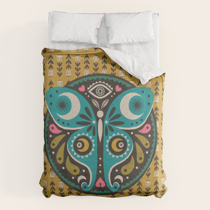 Luna Moth - Gold Duvet Cover Gallery Image 1