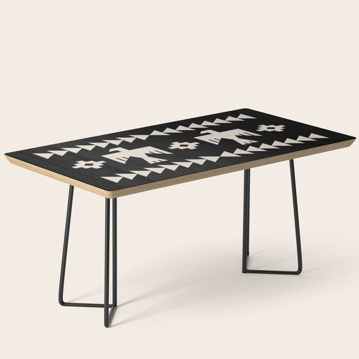 Southwestern Eagle and Arrow Pattern 121 Black and Linen White Coffee Table Gallery Image 1