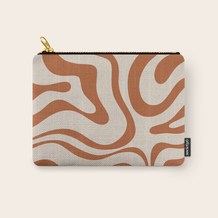 Modern Retro Liquid Swirl Abstract Pattern in Clay and Putty Carry All Pouch Gallery Image 1