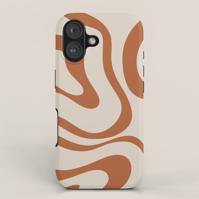 Modern Retro Liquid Swirl Abstract Pattern in Clay and Putty iPhone Case Gallery Image 1