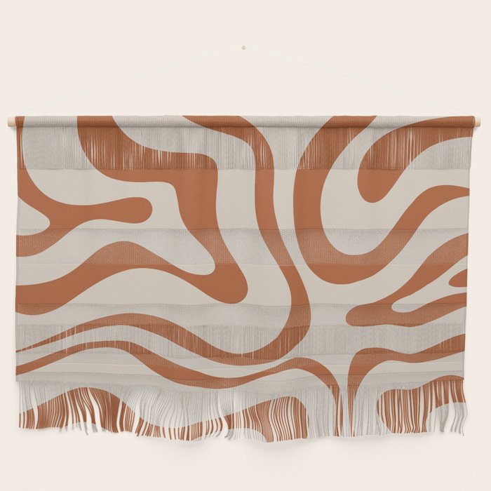 Modern Retro Liquid Swirl Abstract Pattern in Clay and Putty Wall Hanging Gallery Image 1