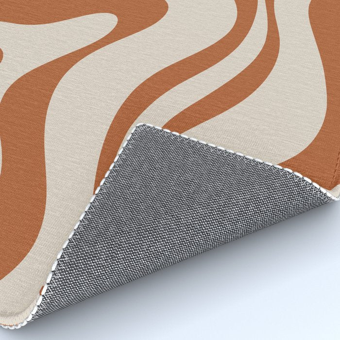 Modern Retro Liquid Swirl Abstract Pattern in Clay and Putty Rug Gallery Image 4