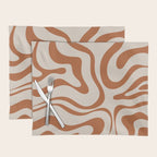 Modern Retro Liquid Swirl Abstract Pattern in Clay and Putty Placemat Gallery Image 1