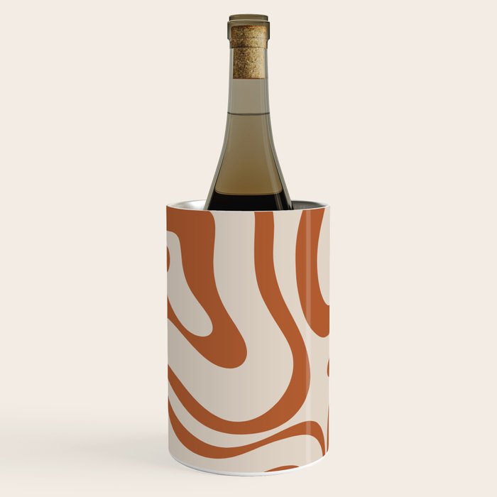 Modern Retro Liquid Swirl Abstract Pattern in Clay and Putty Wine Chiller Gallery Image 1