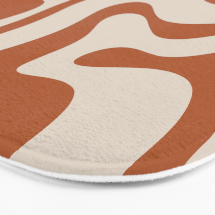 Modern Retro Liquid Swirl Abstract Pattern in Clay and Putty Bath Mat Gallery Image 3