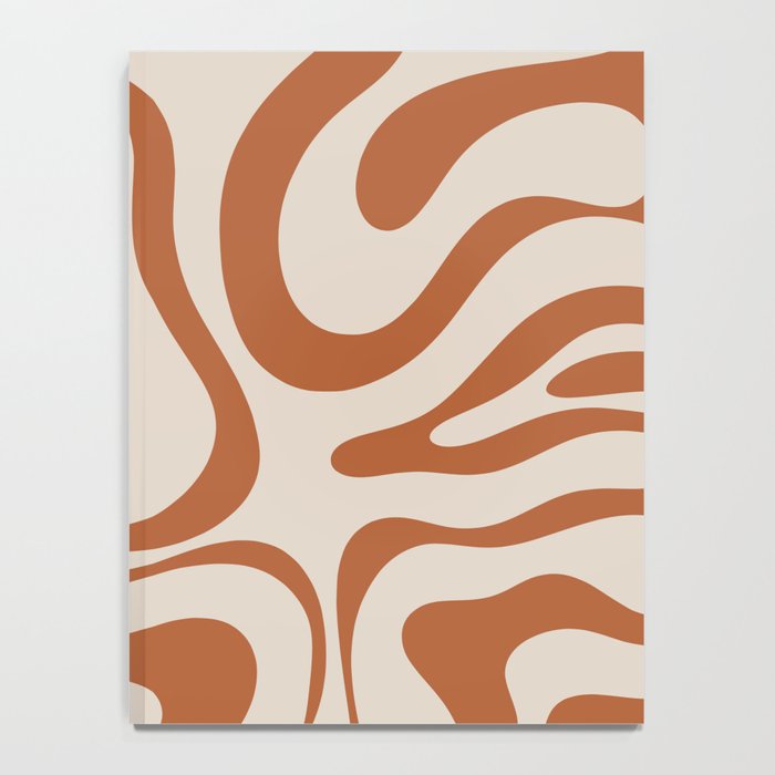 Modern Retro Liquid Swirl Abstract Pattern in Clay and Putty Notebook Gallery Image 4