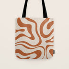 Modern Retro Liquid Swirl Abstract Pattern in Clay and Putty Tote Bag Gallery Image 1