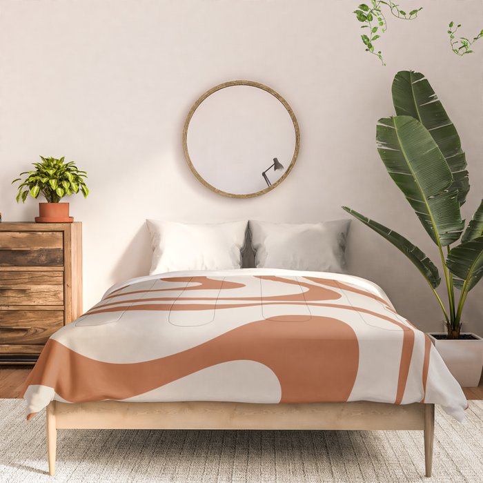 Modern Retro Liquid Swirl Abstract Pattern in Clay and Putty Comforter Gallery Image 3