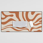 Modern Retro Liquid Swirl Abstract Pattern in Clay and Putty Desk Mat Gallery Image 1