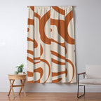 Modern Retro Liquid Swirl Abstract Pattern in Clay and Putty Window Curtain Gallery Image 5