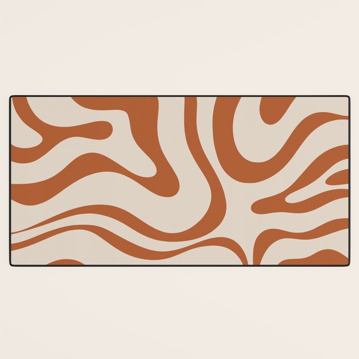 Modern Retro Liquid Swirl Abstract Pattern in Clay and Putty Desk Mat Gallery Image 3