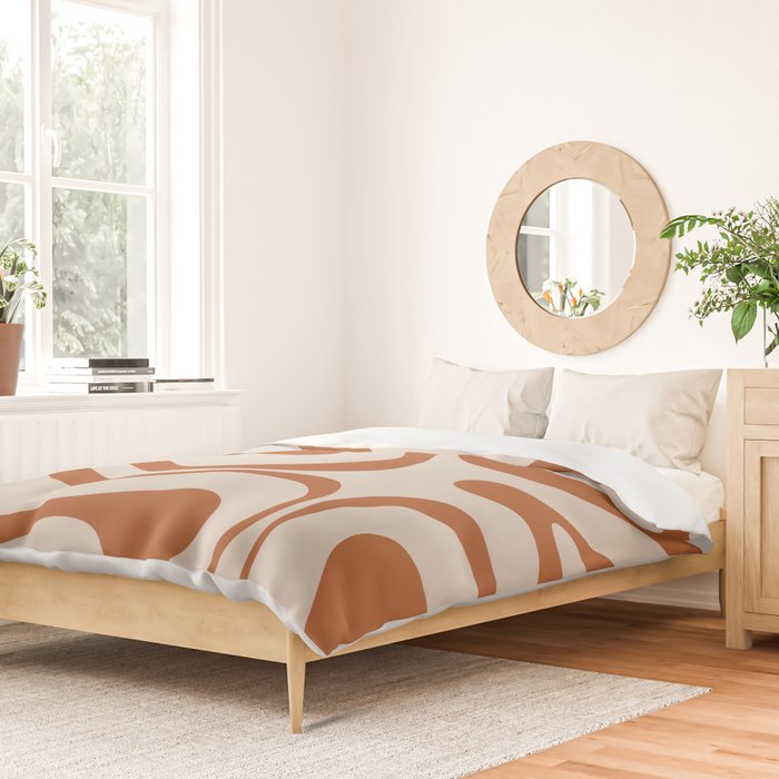 Modern Retro Liquid Swirl Abstract Pattern in Clay and Putty Duvet Cover Gallery Image 2