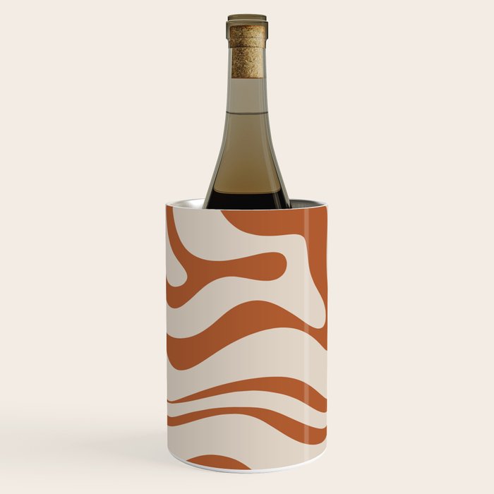 Modern Retro Liquid Swirl Abstract Pattern in Clay and Putty Wine Chiller Gallery Image 2