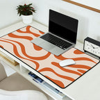 Modern Retro Liquid Swirl Abstract Pattern in Clay and Putty Desk Mat Gallery Image 2