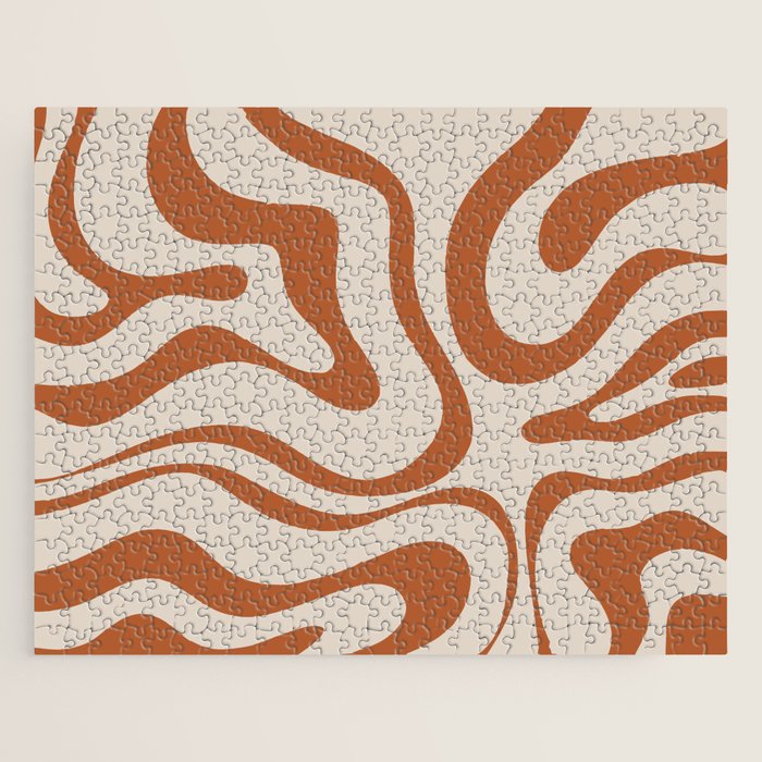 Modern Retro Liquid Swirl Abstract Pattern in Clay and Putty Jigsaw Puzzle Gallery Image 1