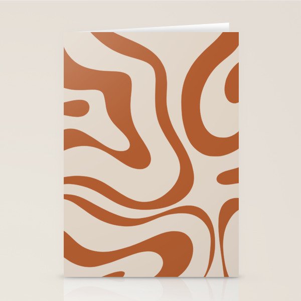 Modern Retro Liquid Swirl Abstract Pattern in Clay and Putty Stationery Card Gallery Image 1