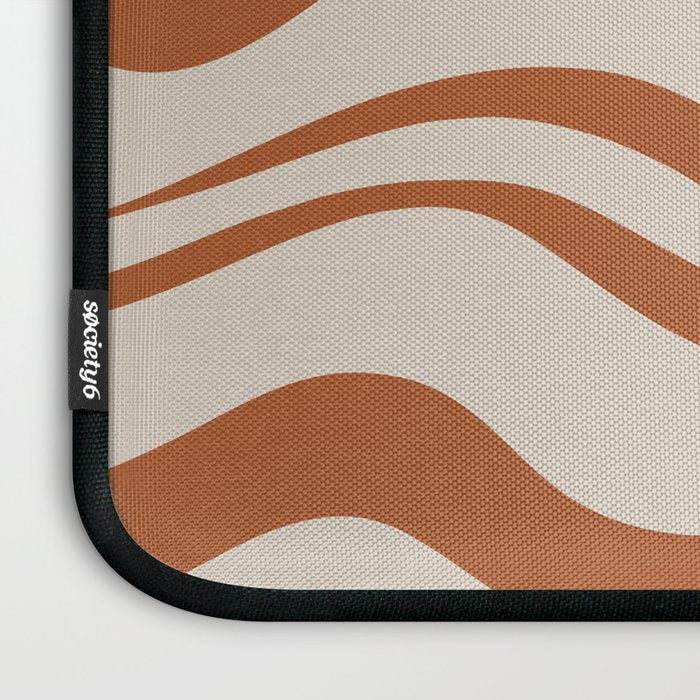 Modern Retro Liquid Swirl Abstract Pattern in Clay and Putty Laptop Sleeve Gallery Image 3
