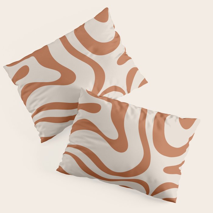Modern Retro Liquid Swirl Abstract Pattern in Clay and Putty Pillow Sham Gallery Image 1