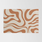 Modern Retro Liquid Swirl Abstract Pattern in Clay and Putty Rug Gallery Image 2
