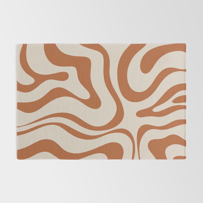 Modern Retro Liquid Swirl Abstract Pattern in Clay and Putty Rug Gallery Image 2