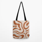 Modern Retro Liquid Swirl Abstract Pattern in Clay and Putty Tote Bag Gallery Image 2