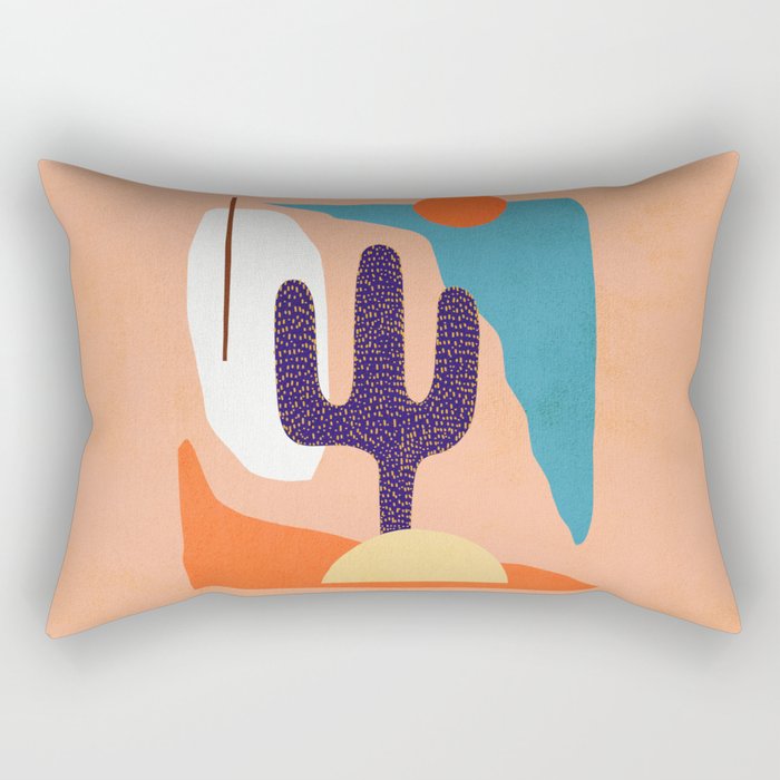 Tropical Cactus in full colour Rectangular Pillow Gallery Image 1