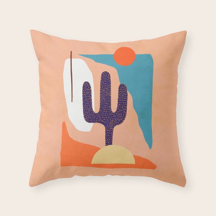 Tropical Cactus in full colour Throw Pillow Gallery Image 1