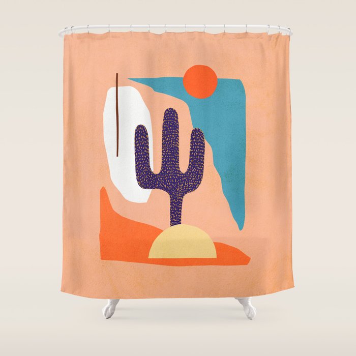 Tropical Cactus in full colour Shower Curtain Gallery Image 1