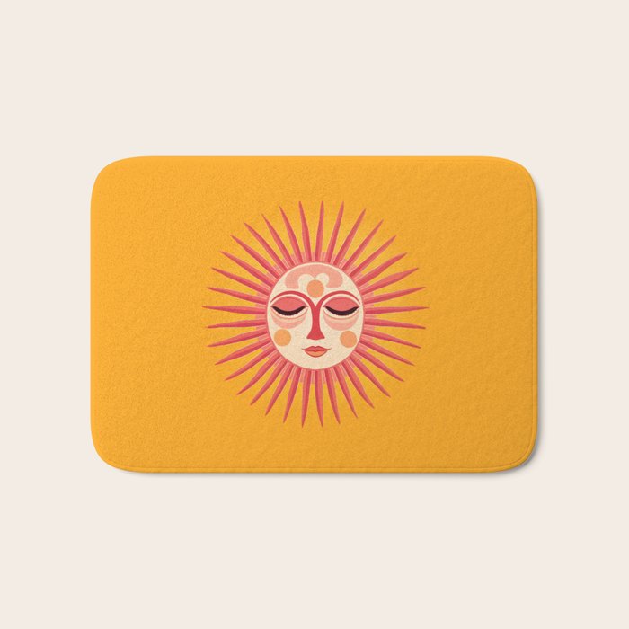 Warm Days And Whimsical Rays Sun Face Bath Mat Gallery Image 1