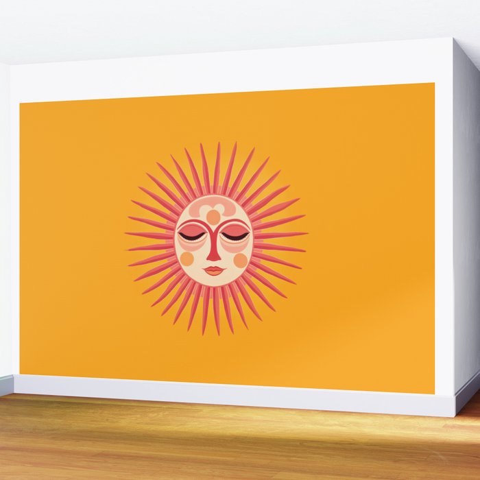 Warm Days And Whimsical Rays Sun Face Wall Mural Gallery Image 2