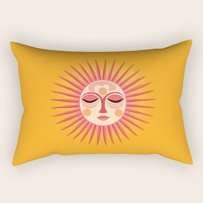 Warm Days And Whimsical Rays Sun Face Rectangular Pillow Gallery Image 2