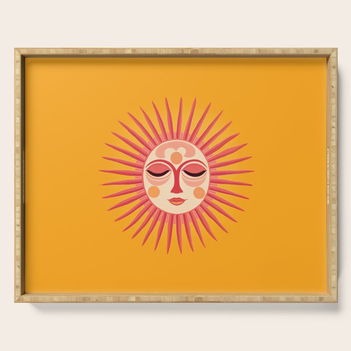 Warm Days And Whimsical Rays Sun Face Serving Tray Gallery Image 1
