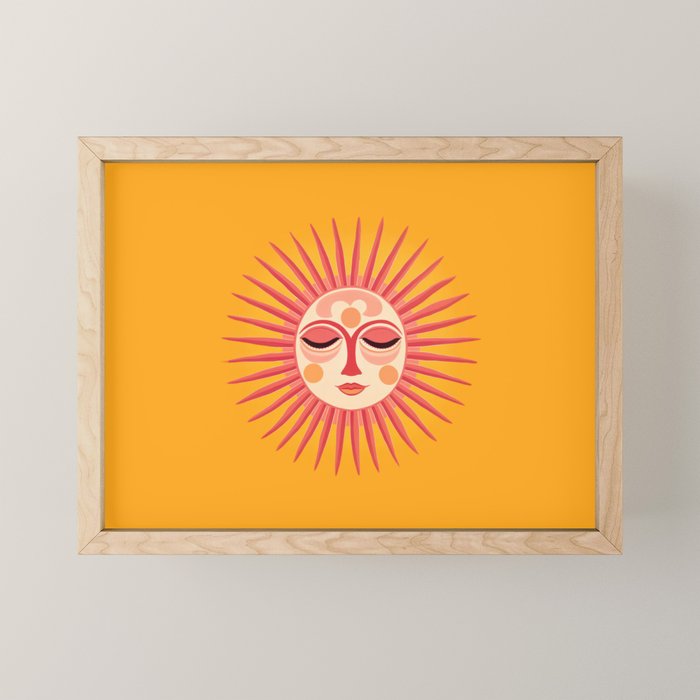 Warm Days And Whimsical Rays Sun Face Mini Art Print Gallery Image 1