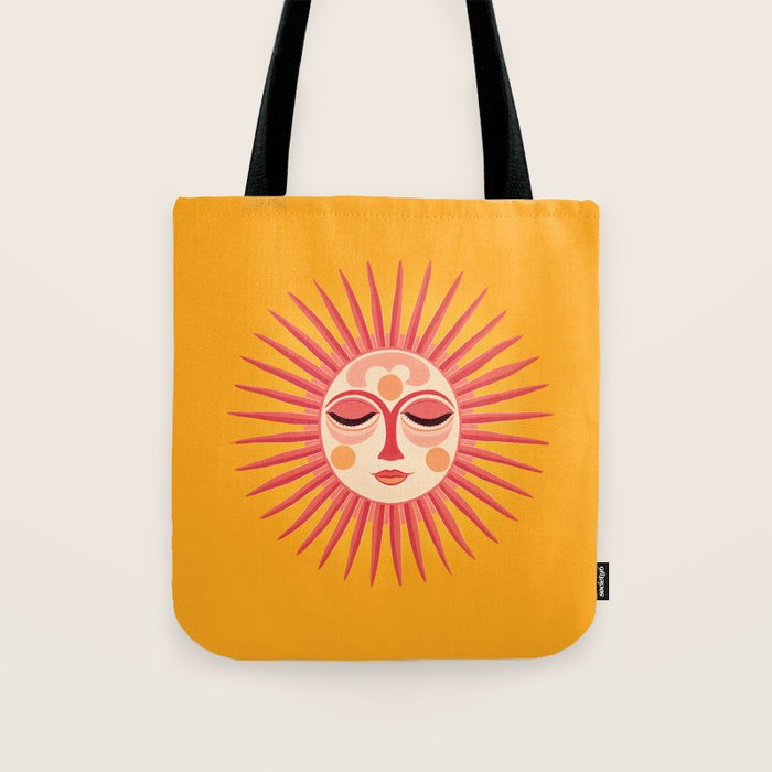Warm Days And Whimsical Rays Sun Face Tote Bag Gallery Image 1