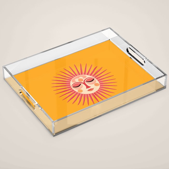 Warm Days And Whimsical Rays Sun Face Acrylic Tray Gallery Image 1