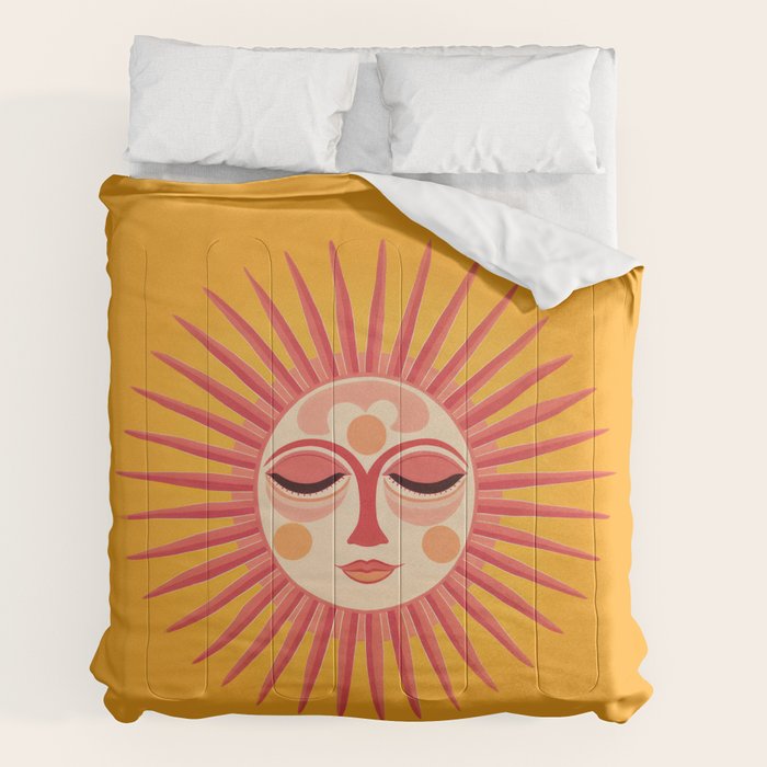 Warm Days And Whimsical Rays Sun Face Comforter Gallery Image 2