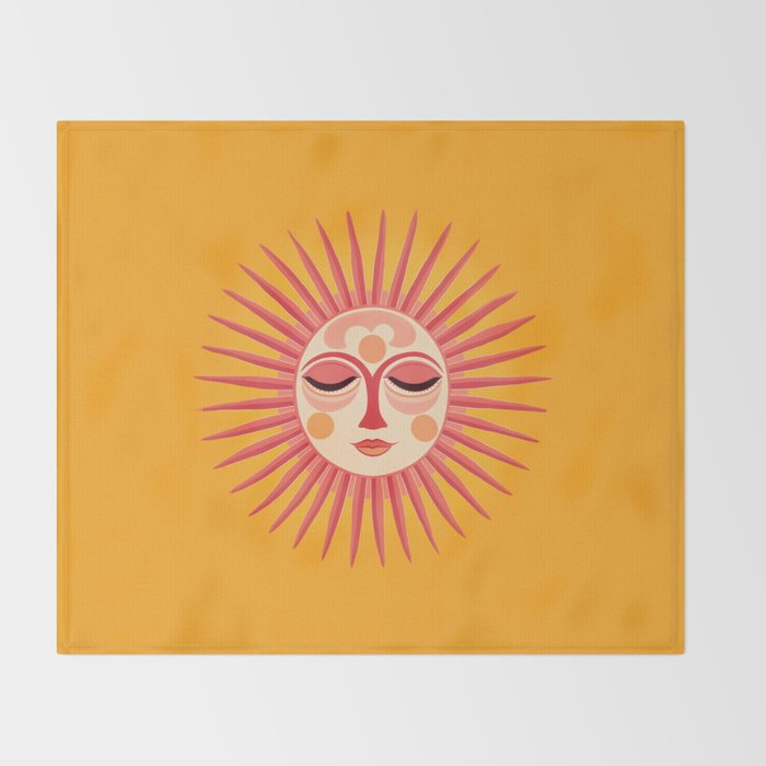 Warm Days And Whimsical Rays Sun Face Throw Blanket Gallery Image 2