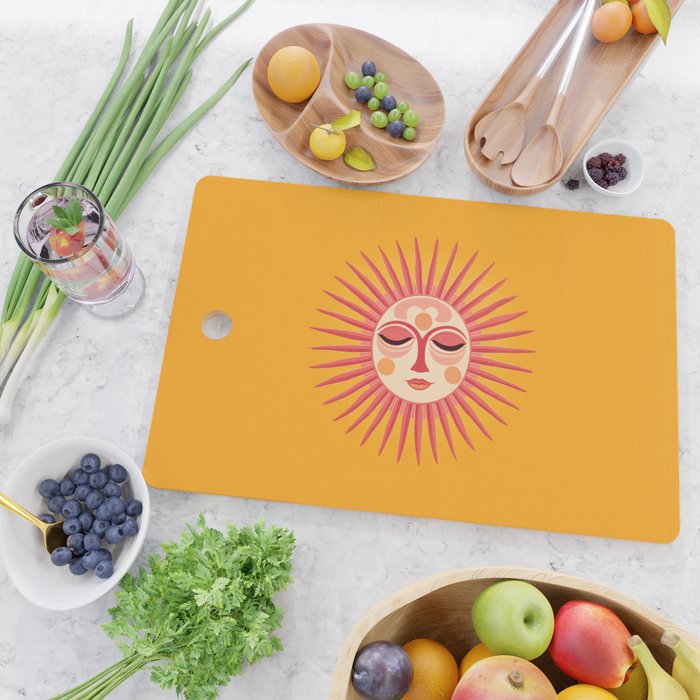 Warm Days And Whimsical Rays Sun Face Cutting Board Gallery Image 2