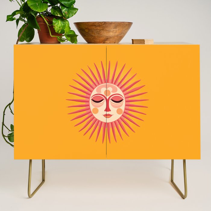Warm Days And Whimsical Rays Sun Face Credenza Gallery Image 1