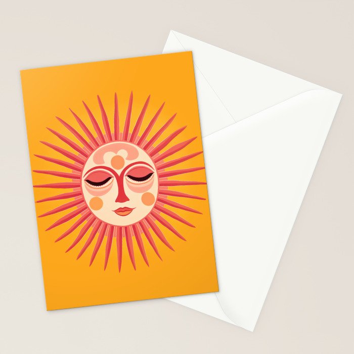 Warm Days And Whimsical Rays Sun Face Stationery Card Gallery Image 2