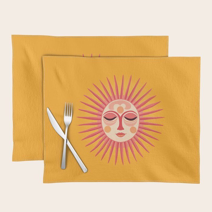 Warm Days And Whimsical Rays Sun Face Placemat Gallery Image 1
