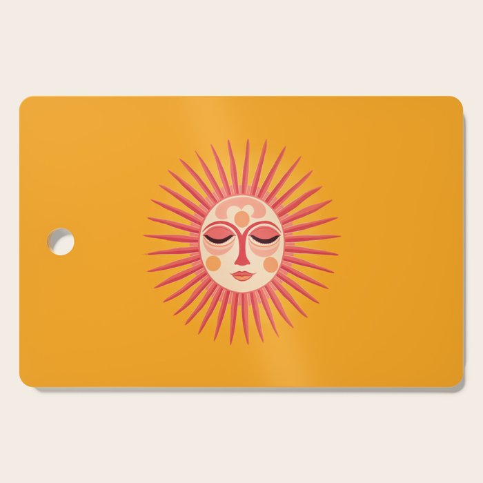 Warm Days And Whimsical Rays Sun Face Cutting Board Gallery Image 1