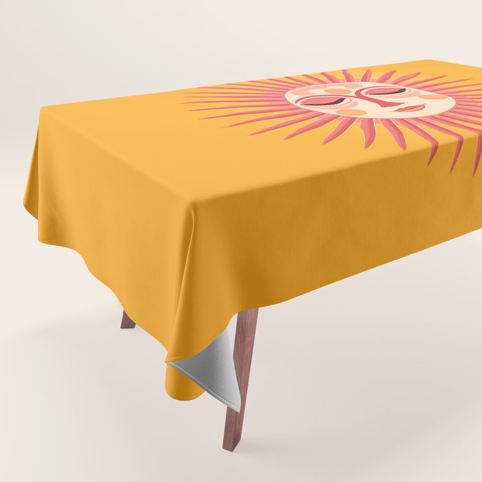 Warm Days And Whimsical Rays Sun Face Tablecloth Gallery Image 1